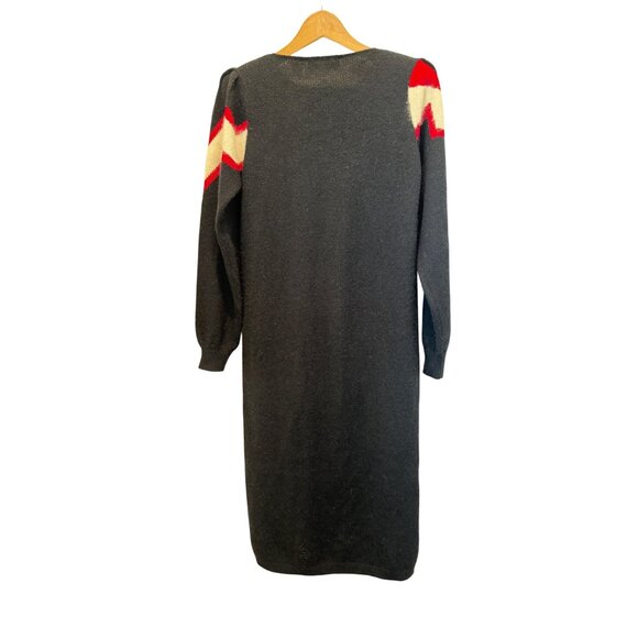 Vintage MAX BRADLEY Knit Women's Sweater Midi Dress w/ Lightning Bolt Pattern - Picture 2 of 9